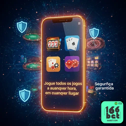 Imagem do app 166bet mostrando jogos de cassino online em dispositivo móvel