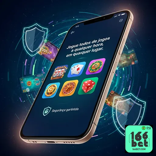 Imagem de um celular com jogos de cassino online em tela, destacando o app casino mobile.