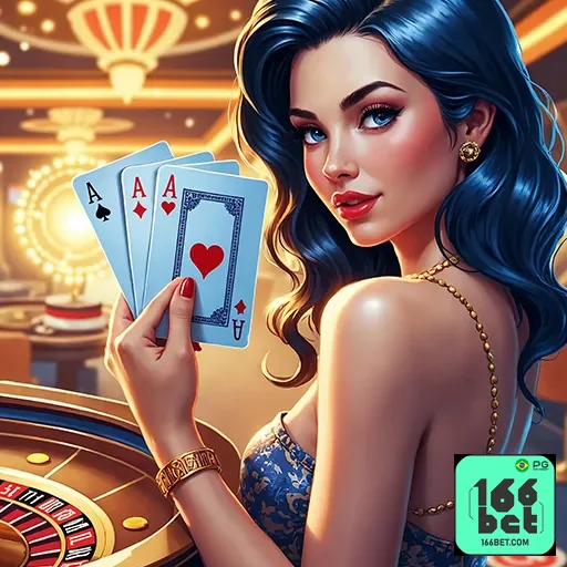 Imagem de um casino com o logo 166bet, destacando a diversão e o entretenimento do site 166bet.